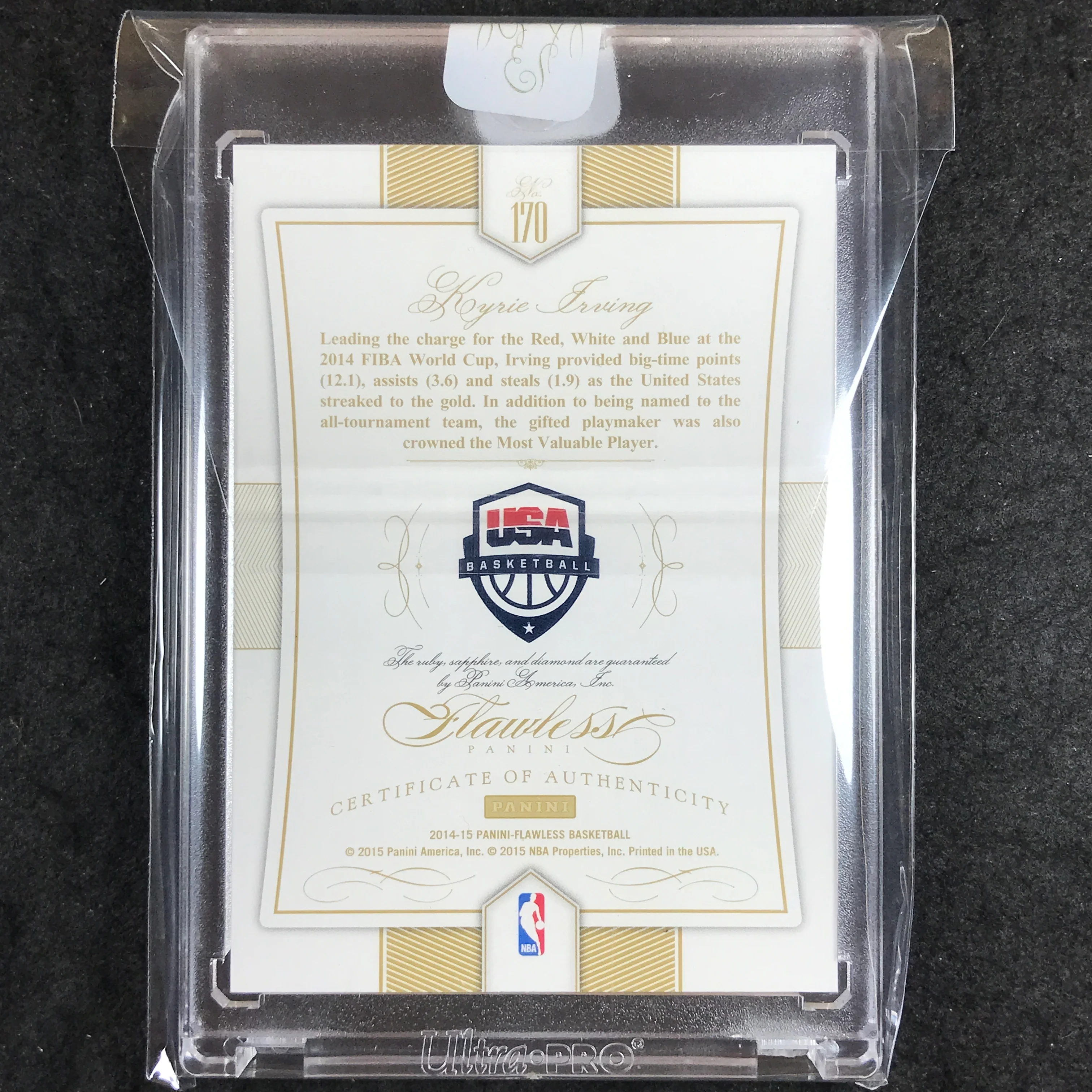 2014-15 Flawless KYRIE IRVING USA Basketball Triple Diamond Gem 11/20 - Image 2