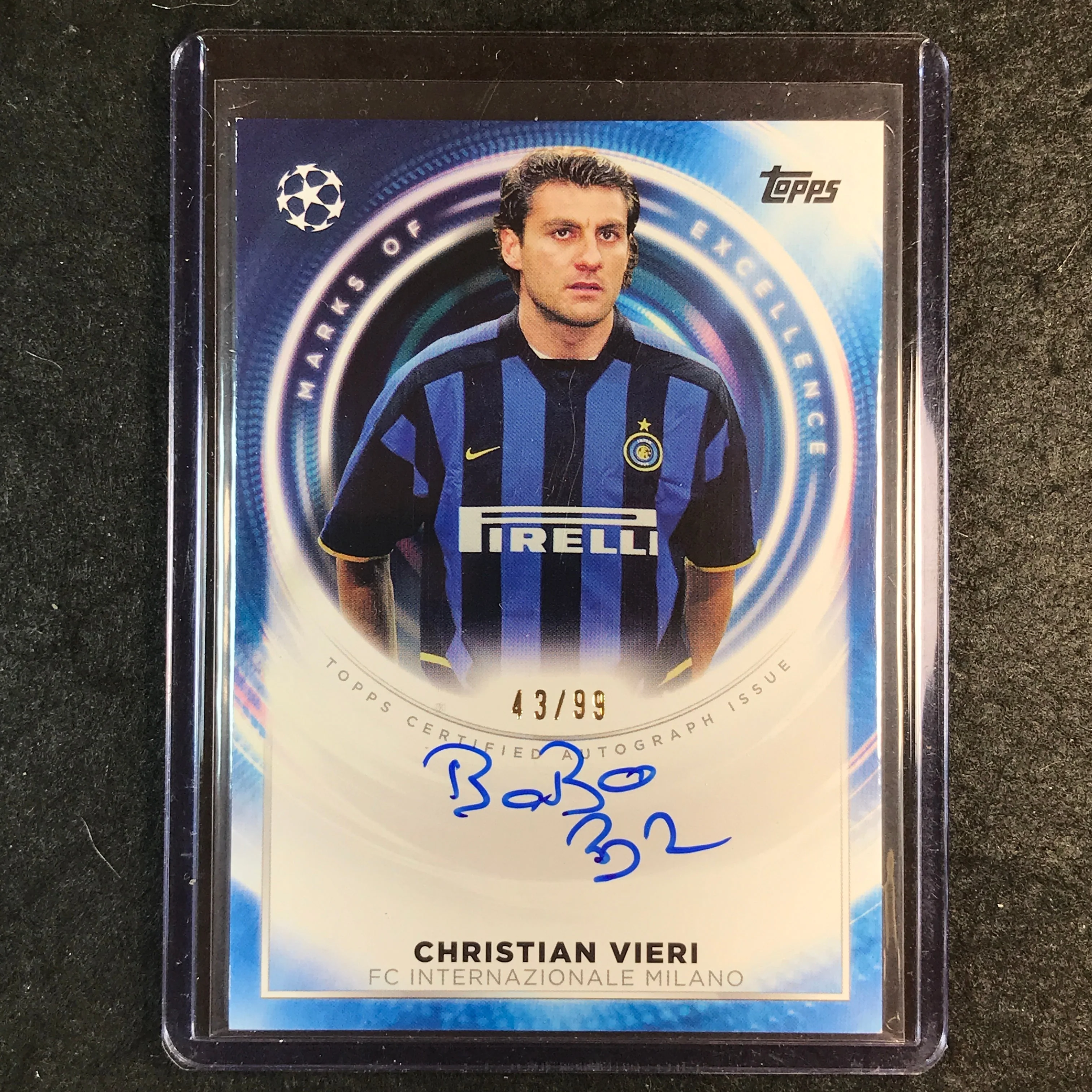 2024-25 Merlin UEFA Club Comp CHRISTIAN VIERI Marks of Excellence Auto 43/99