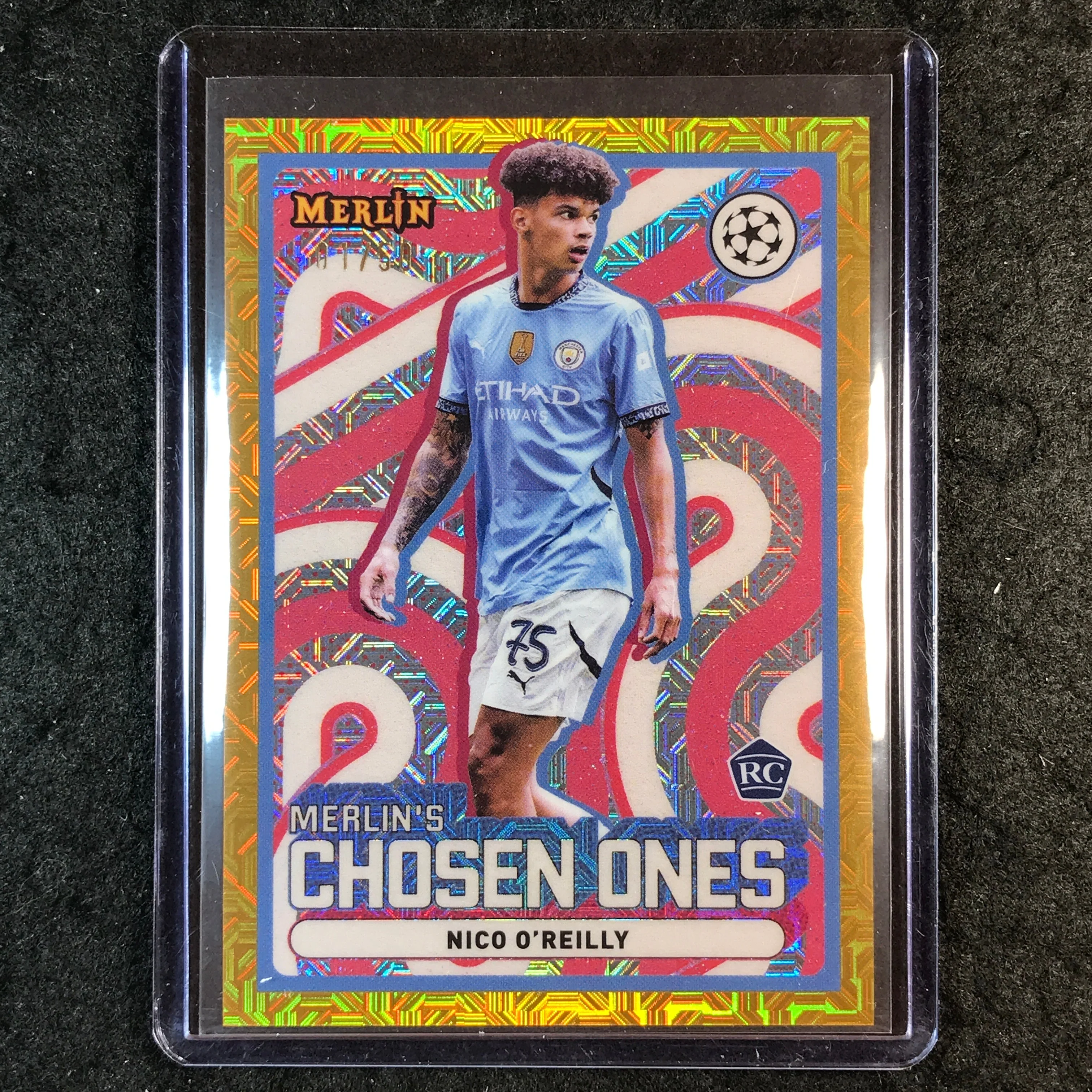 2024-25 Merlin UEFA Club Comp NICO O'REILLY Chosen Ones Rookie Gold Mojo 1/50