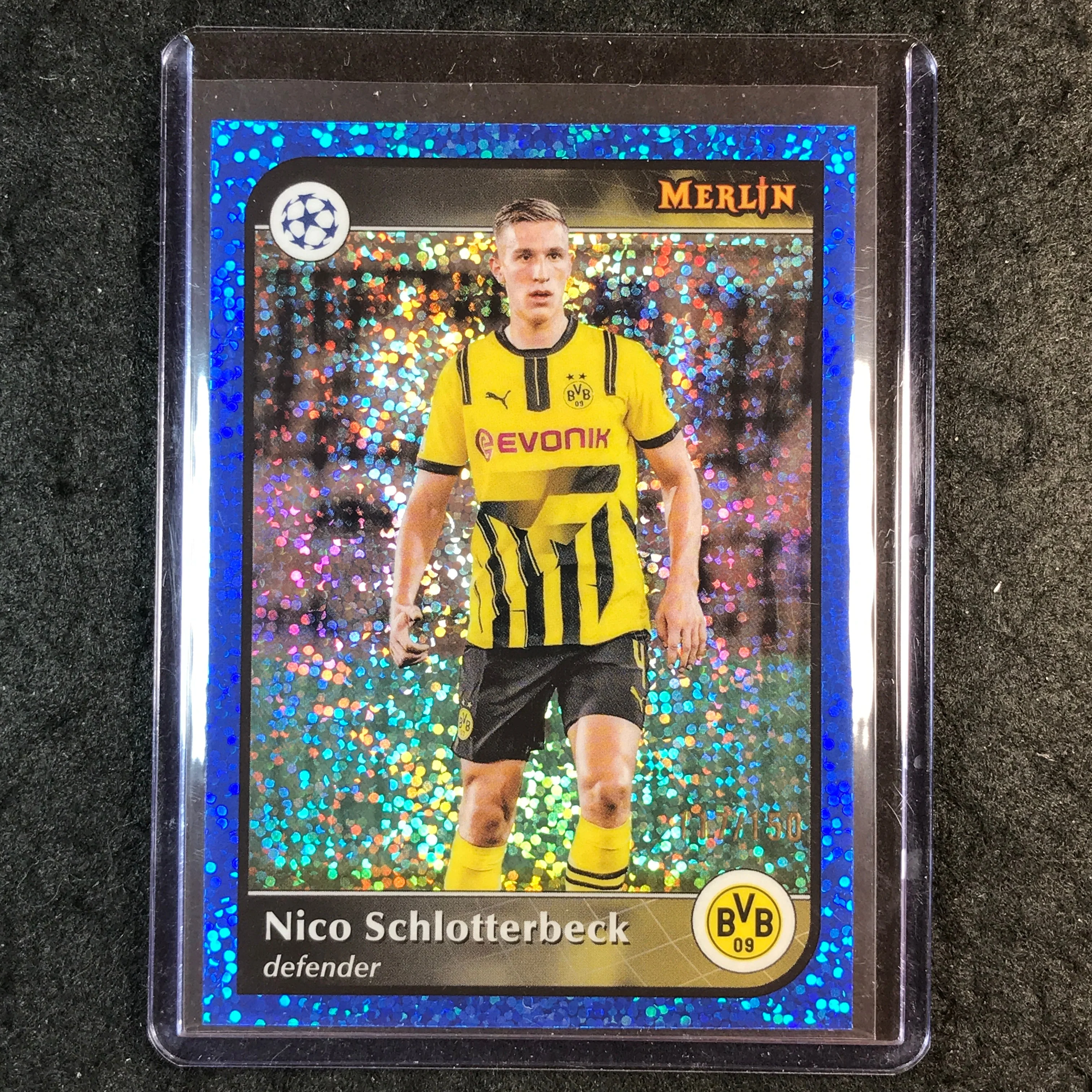 2024-25 Merlin UEFA Club Comp NICO SCHLOTTERBECK Base Blue Speckle 117/150 #150