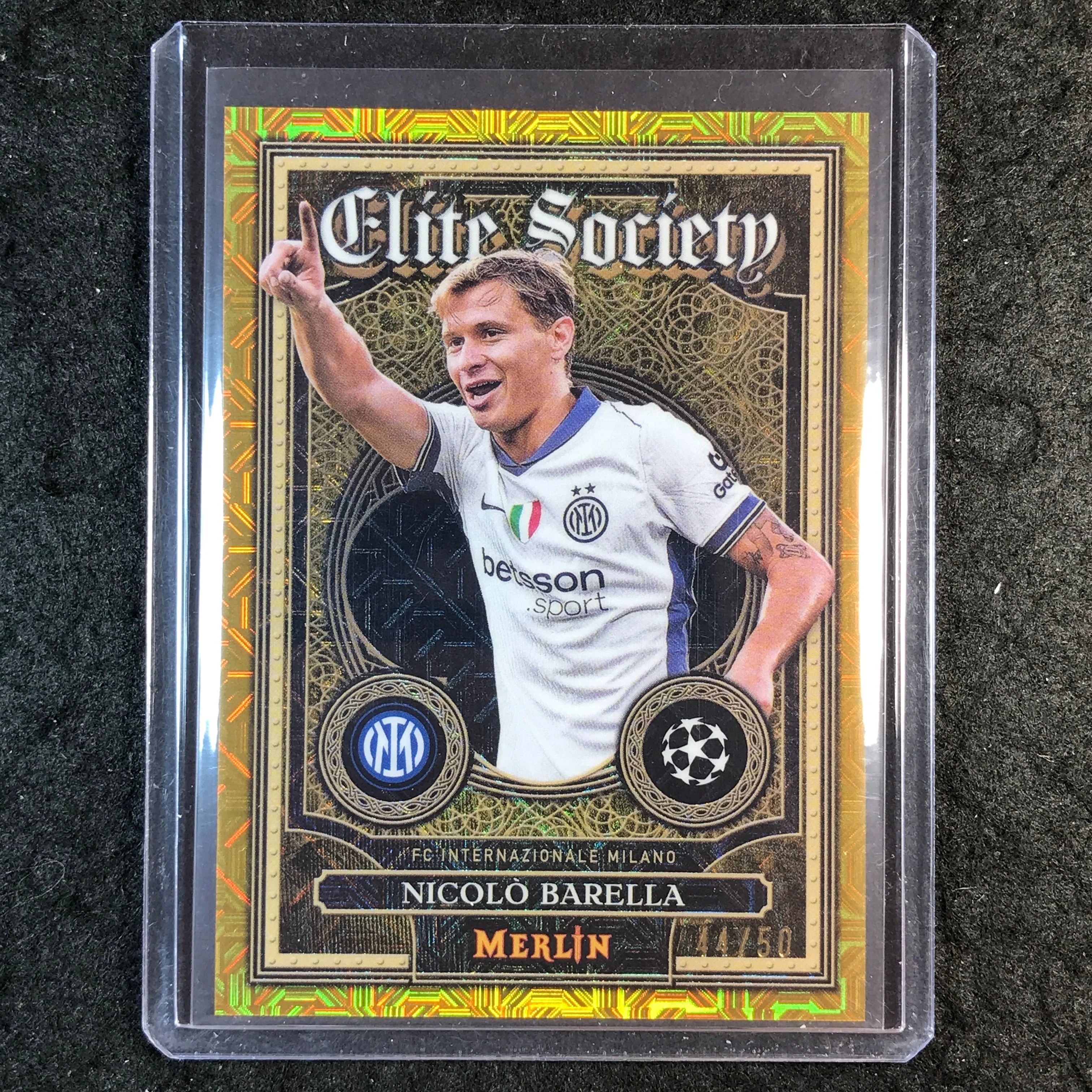 2024-25 Merlin UEFA Club Comp NICOLO BARELLA Elite Society Gold Mojo 44/50 #9
