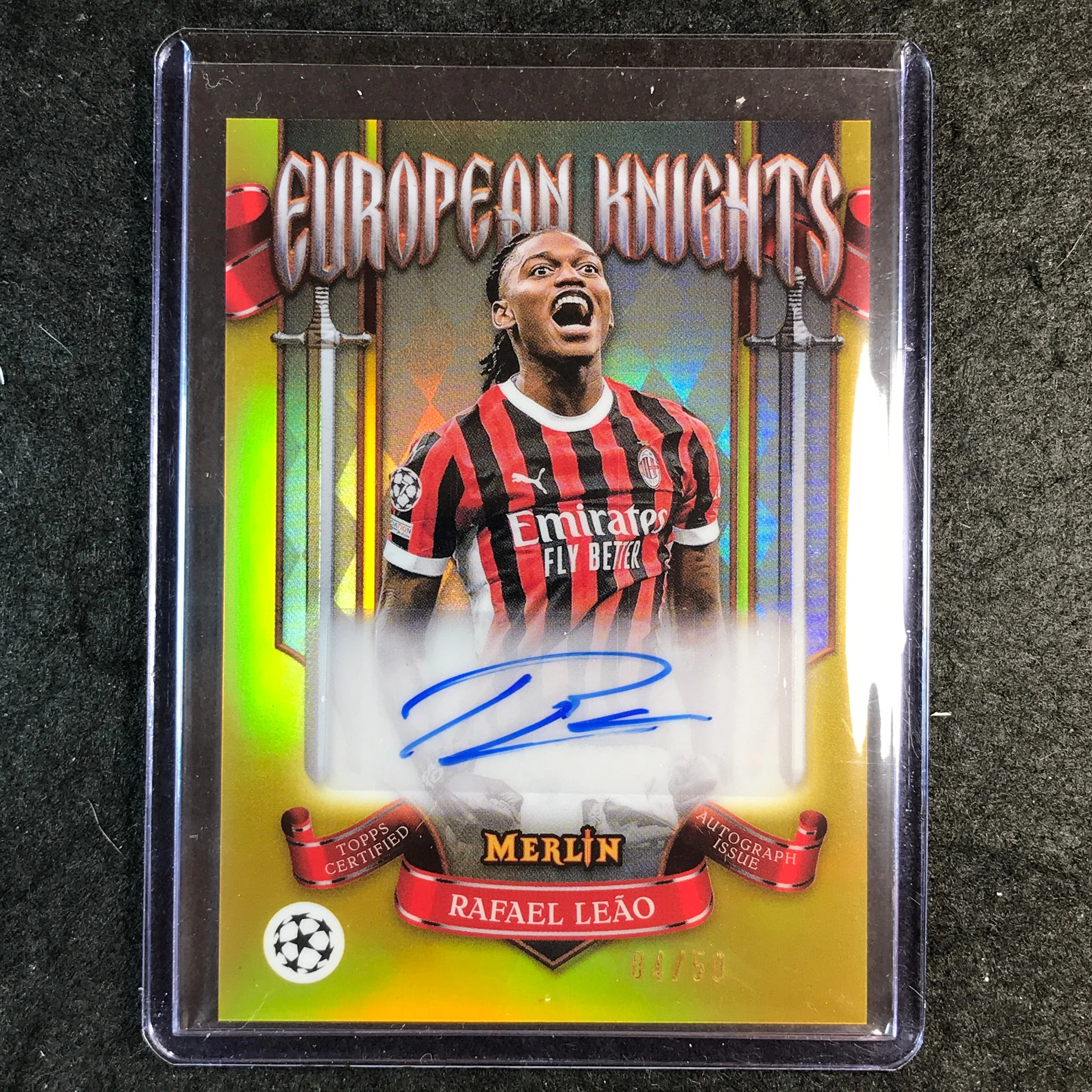 2024-25 Merlin UEFA Club Comp RAFAEL LEAO European Knights Auto Gold 4/50