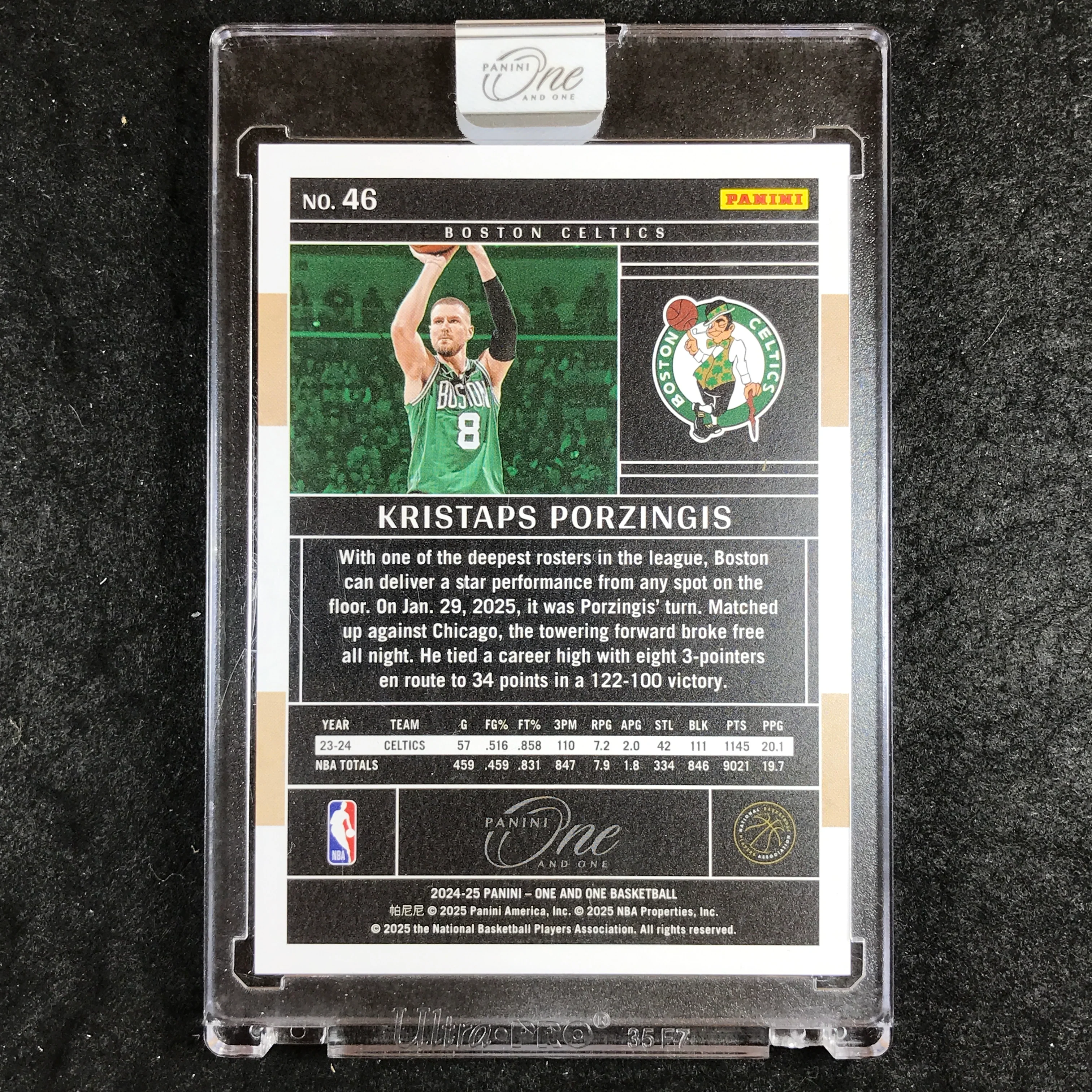 2024-25 One and One KRISTAPS PORZINGIS Base Black 1/1 #46 - Image 2