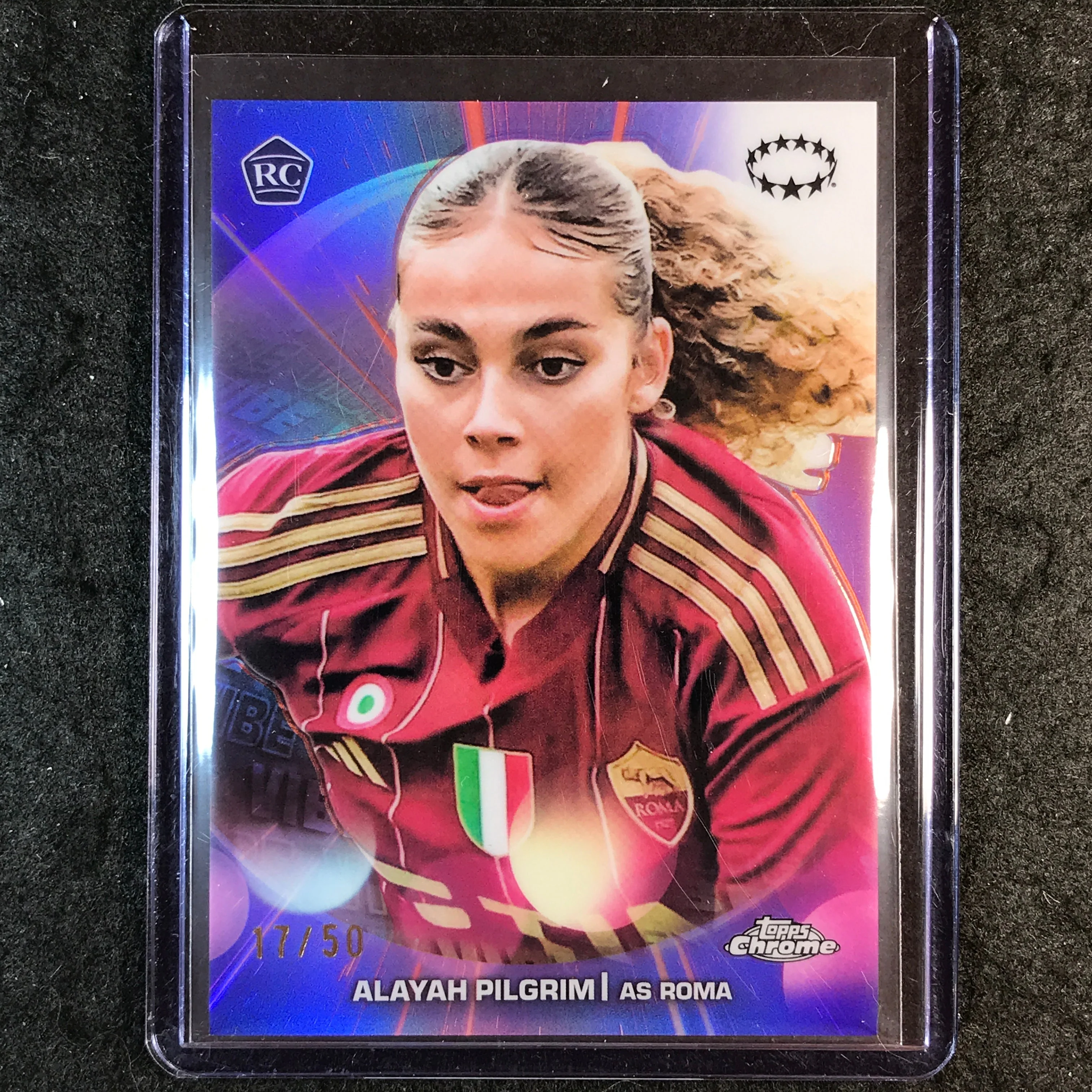 2024-25 Topps Chrome UEFA Women's ALAYAH PILGRIM Vibe Rookie Rose Gold 17/50 #20