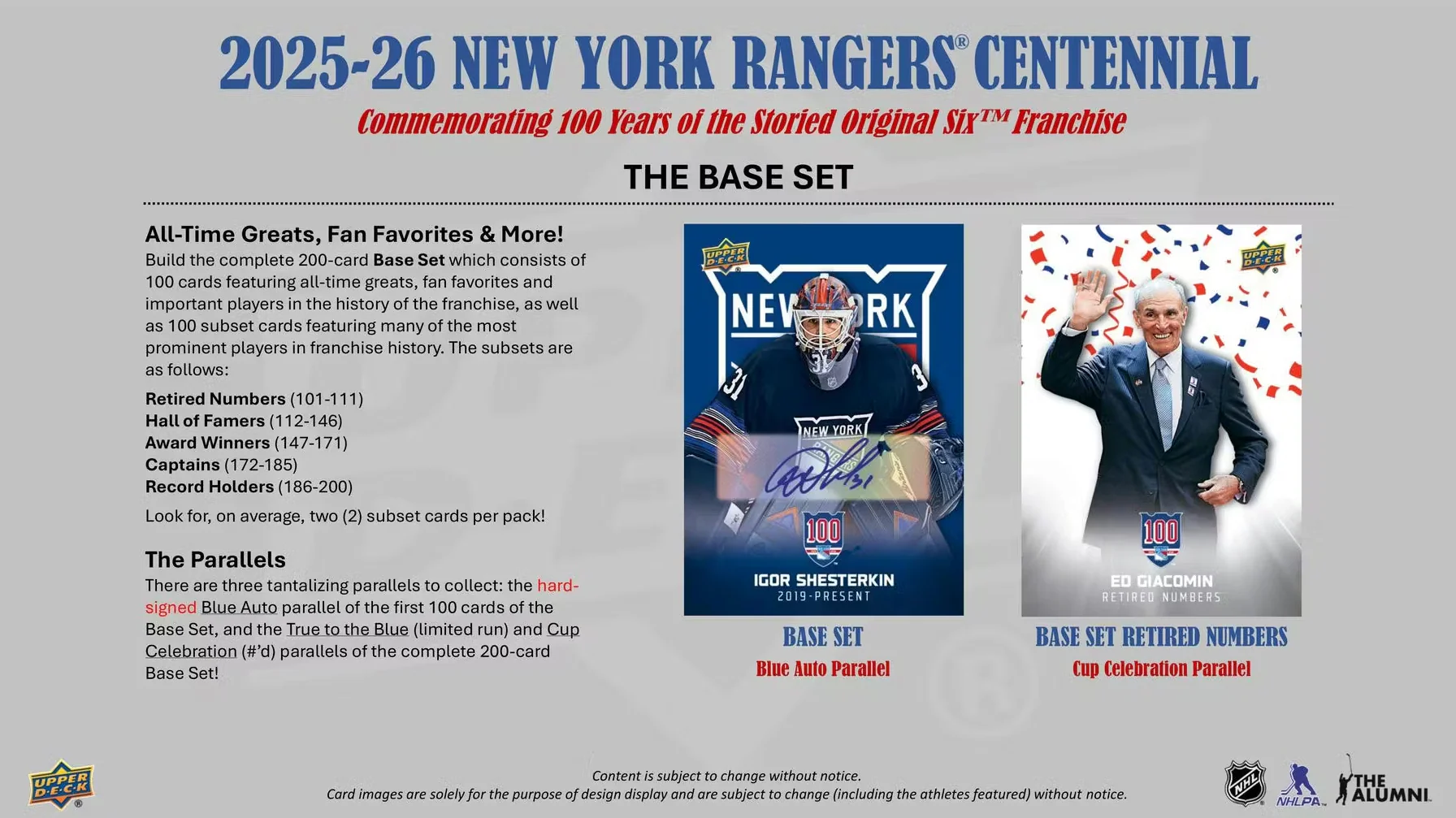 2025-26 Upper Deck New York Rangers Centennial Hockey Hobby Box (Pre Order) - Image 3