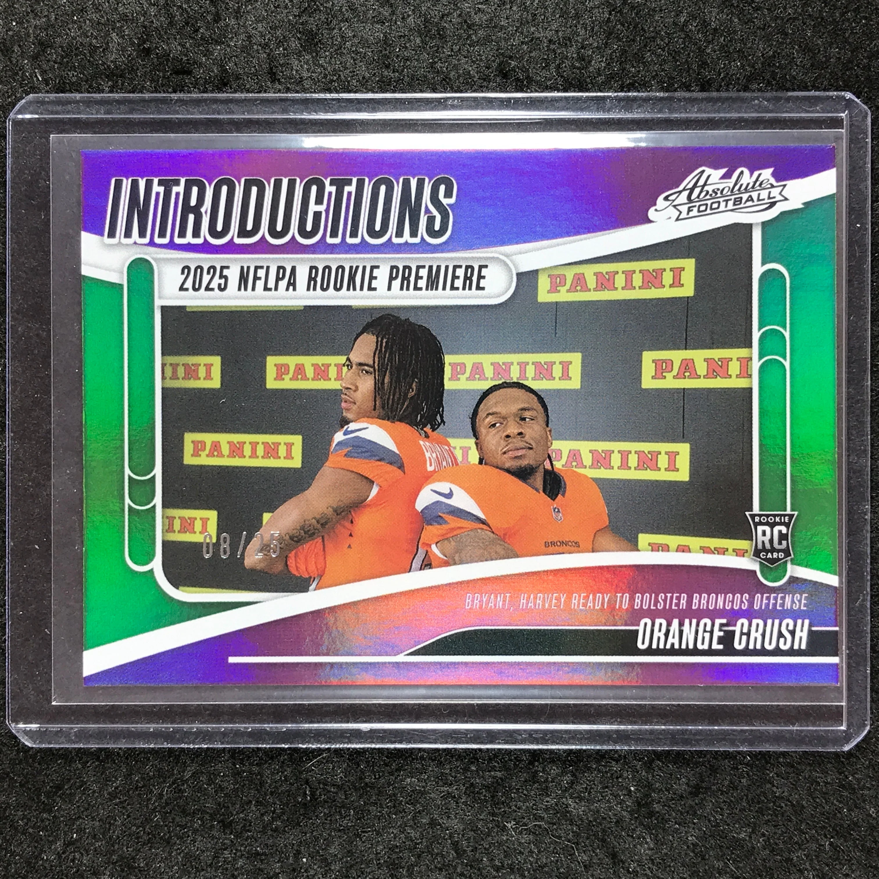 2025 Absolute Football BRYANT HARVEY Introductions Rookie Green 8/25 #PBT