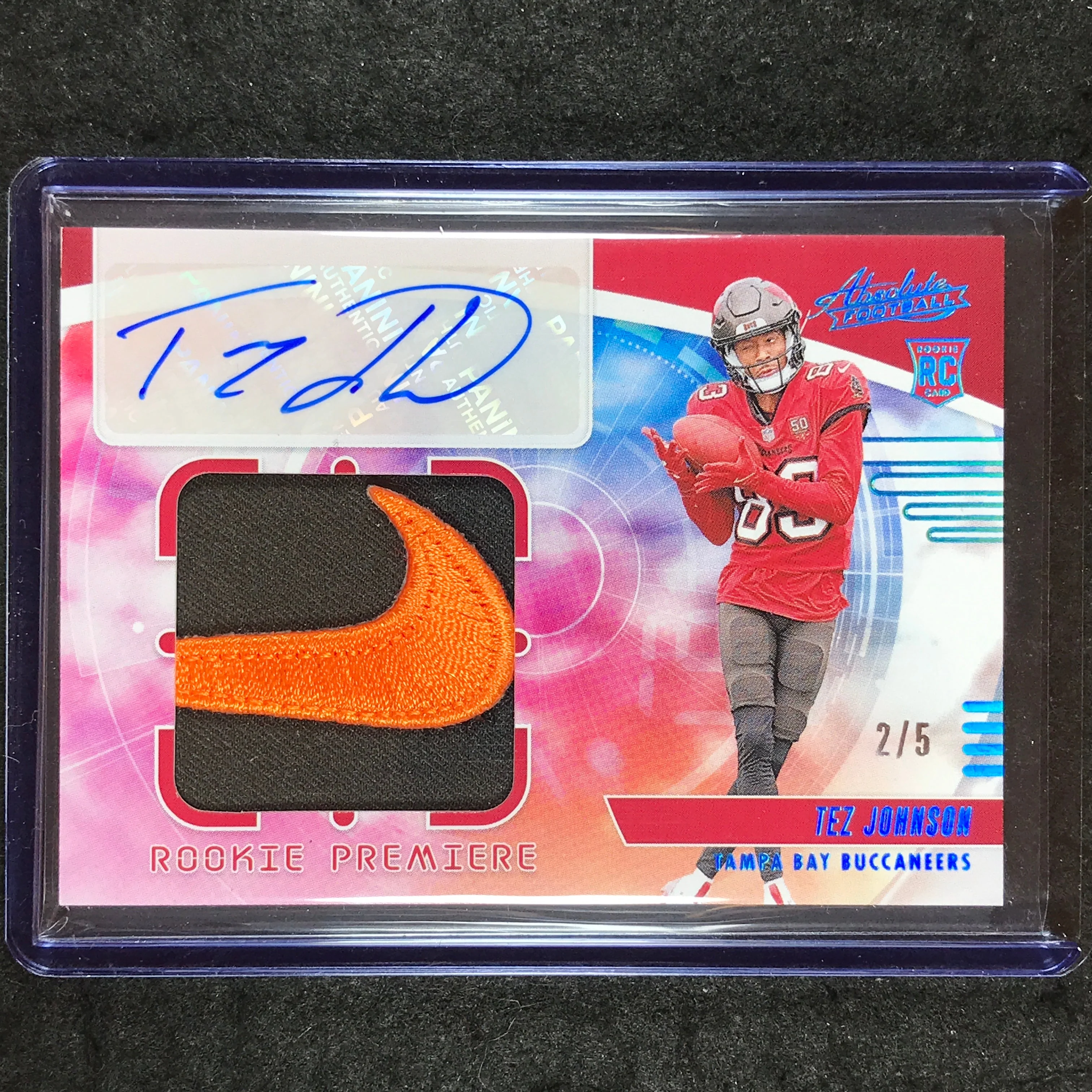 2025 Absolute TEZ JOHNSON Rookie Premiere Materials Swoosh Patch Auto Jumbo 2/5