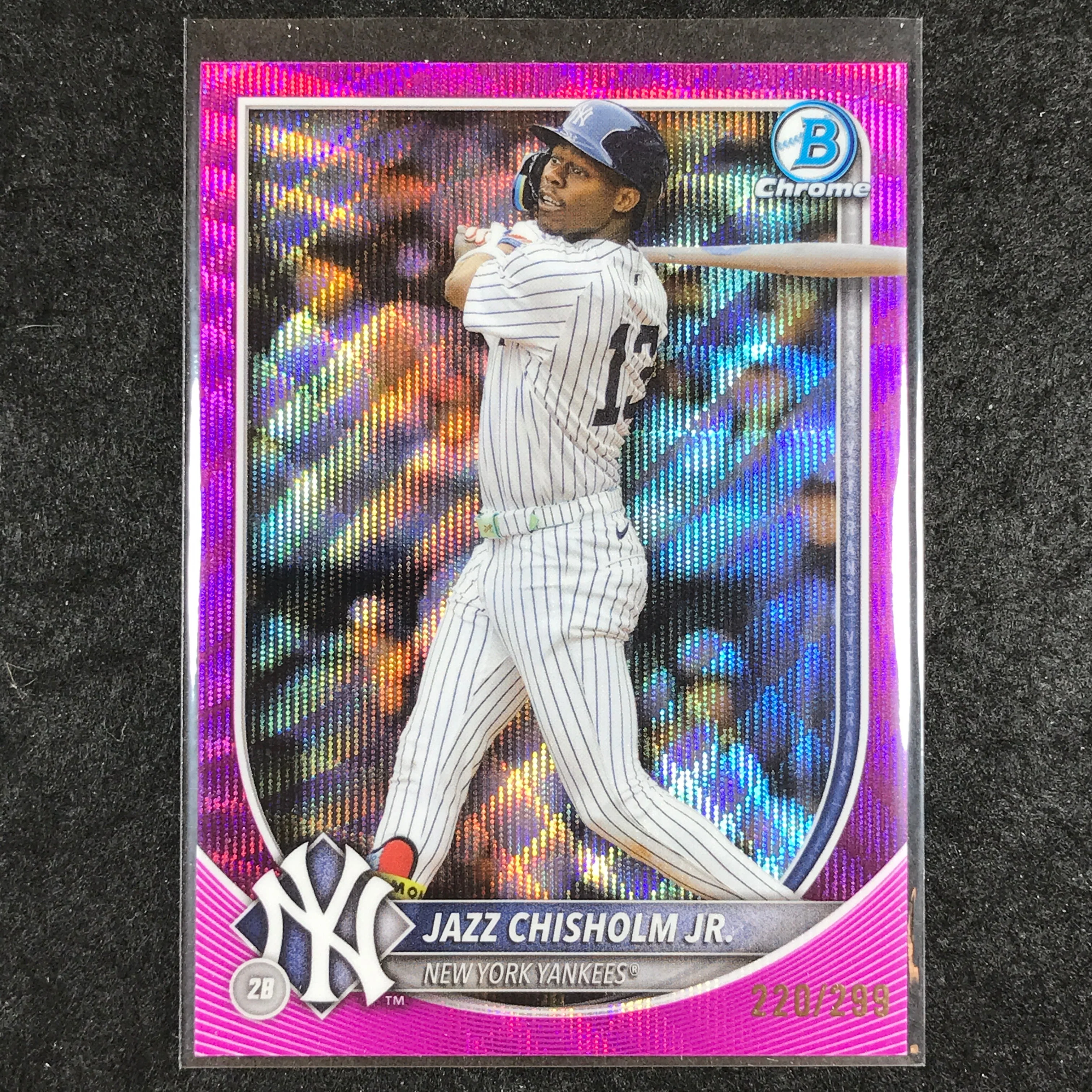 2025 Bowman Chrome JAZZ CHISHOLM JR. Base Fuchsia Wave 220/299 #34