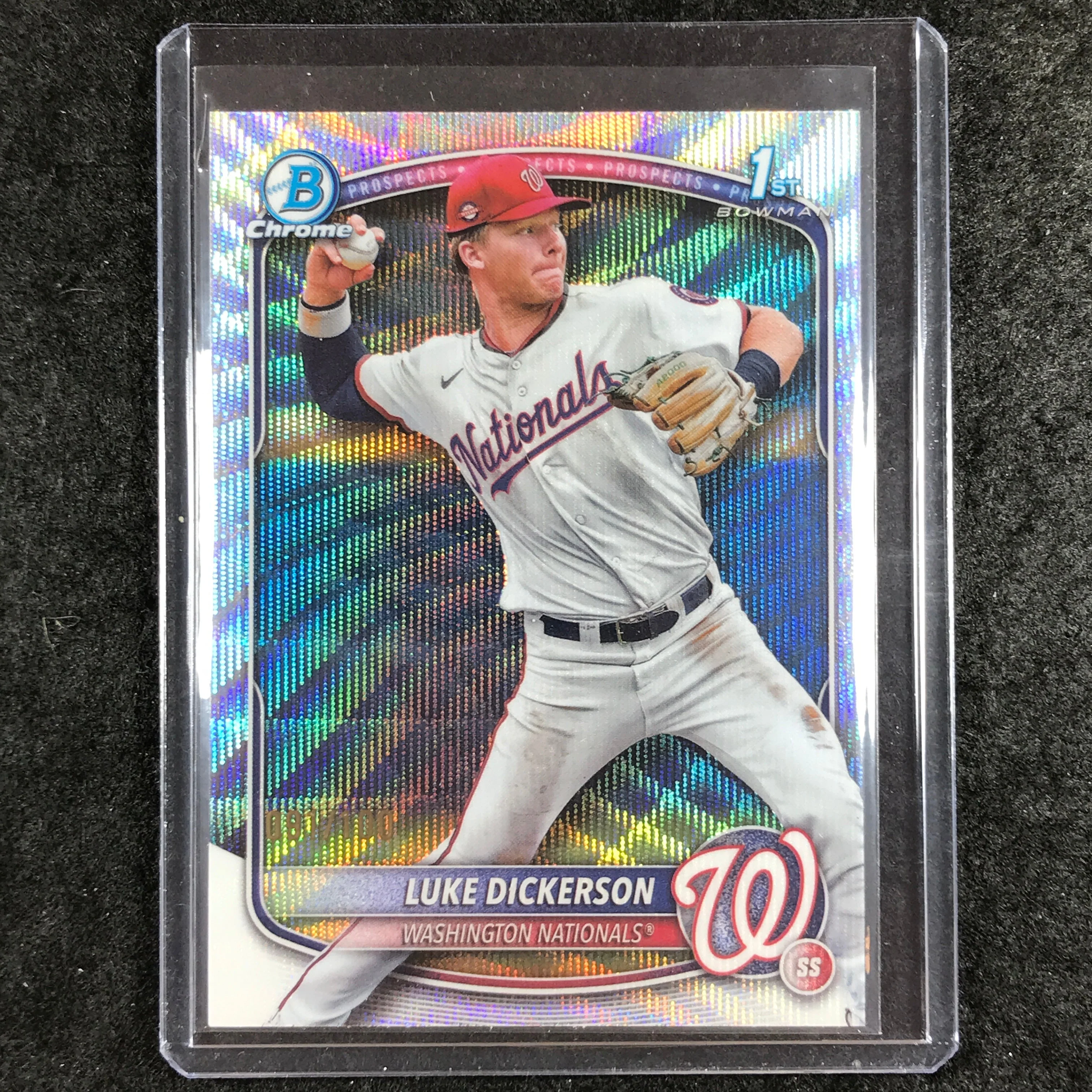 2025 Bowman Chrome LUKE DICKERSON Prospect Wave Refractor 91/100 #218