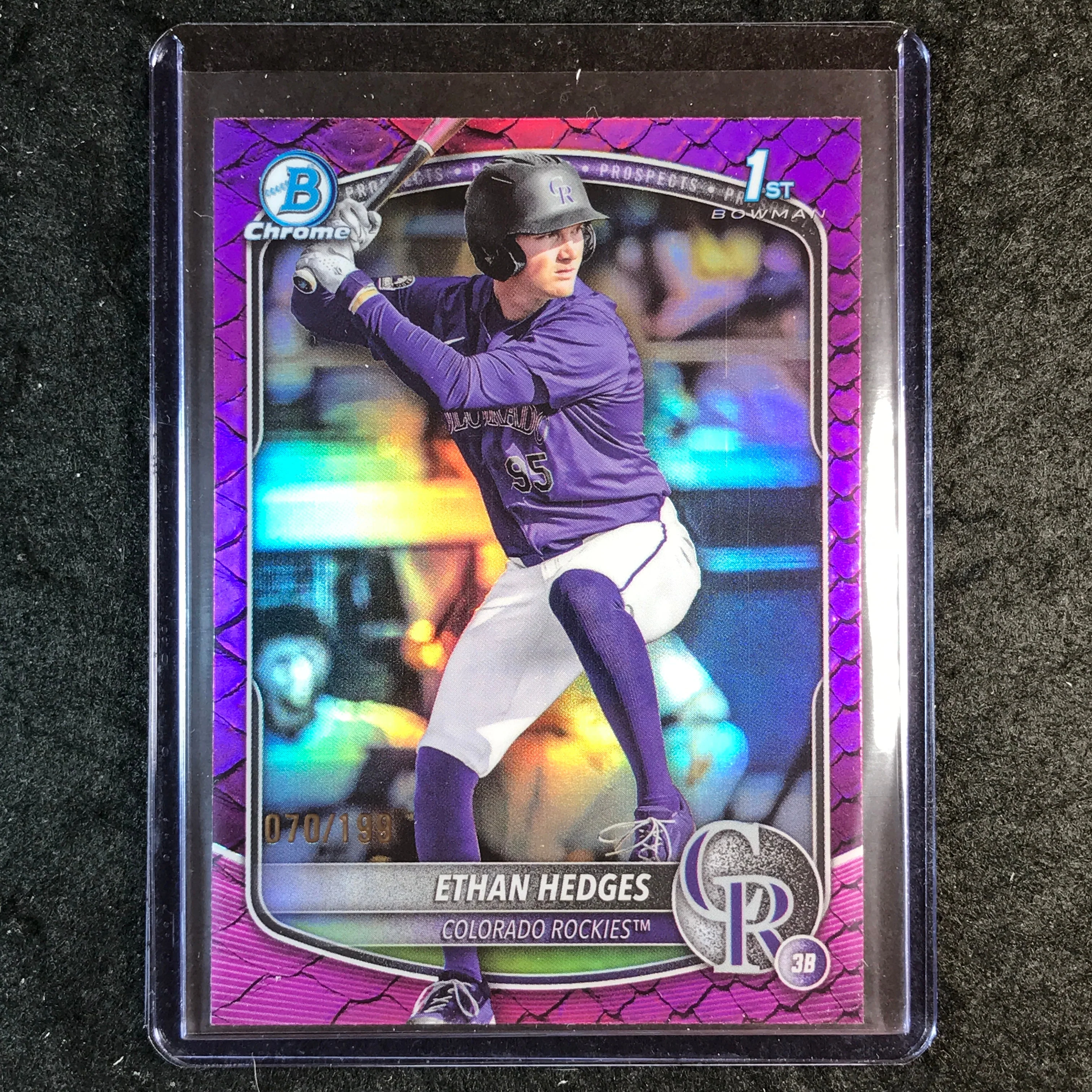 2025 Bowman Draft ETHAN HEDGES 1st Bowman Chrome Fuchsia Reptilian 70/199 #148