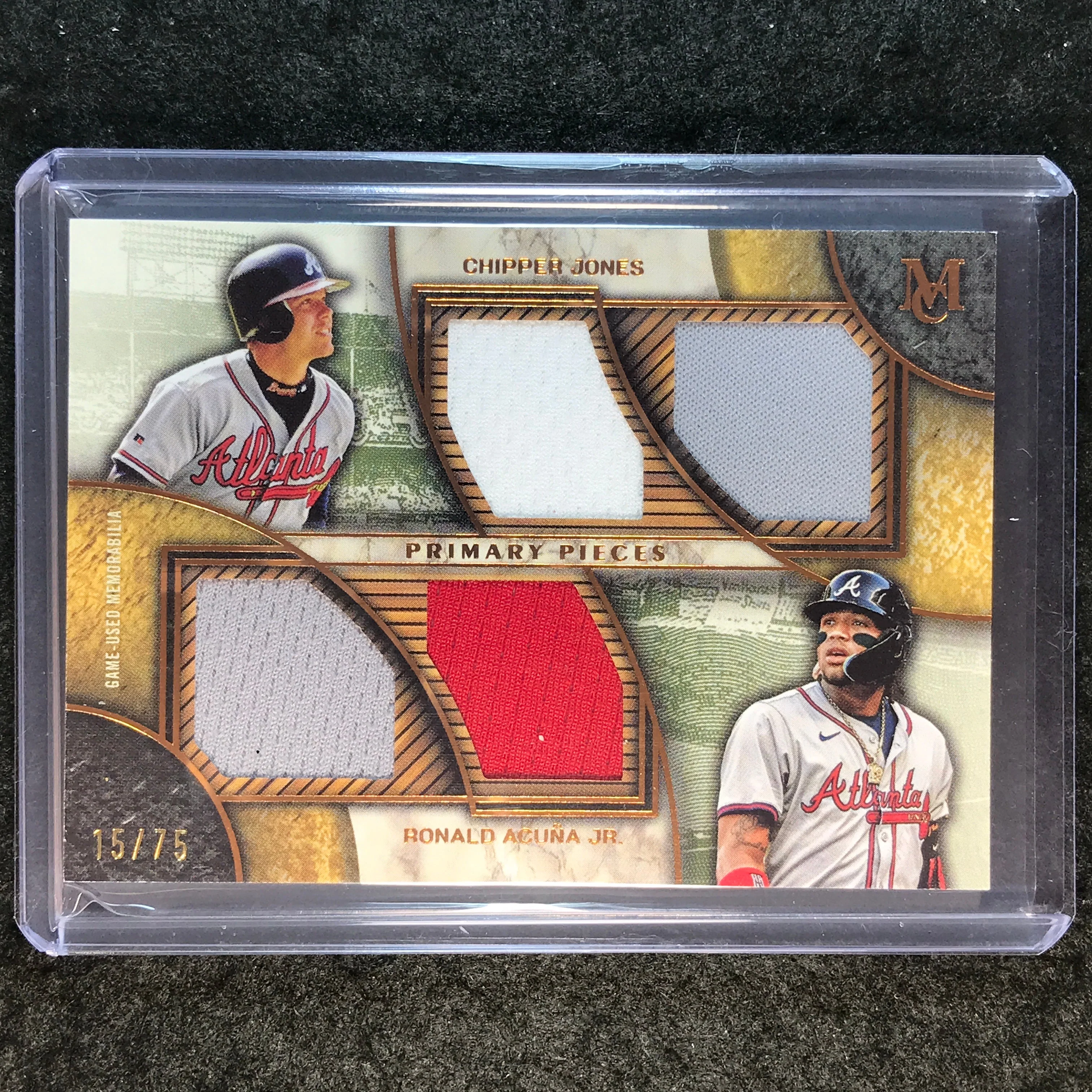 2025 Museum CHIPPER JONES RONALD ACUNA JR. Dual Primary Pieces Quad Relic 15/75