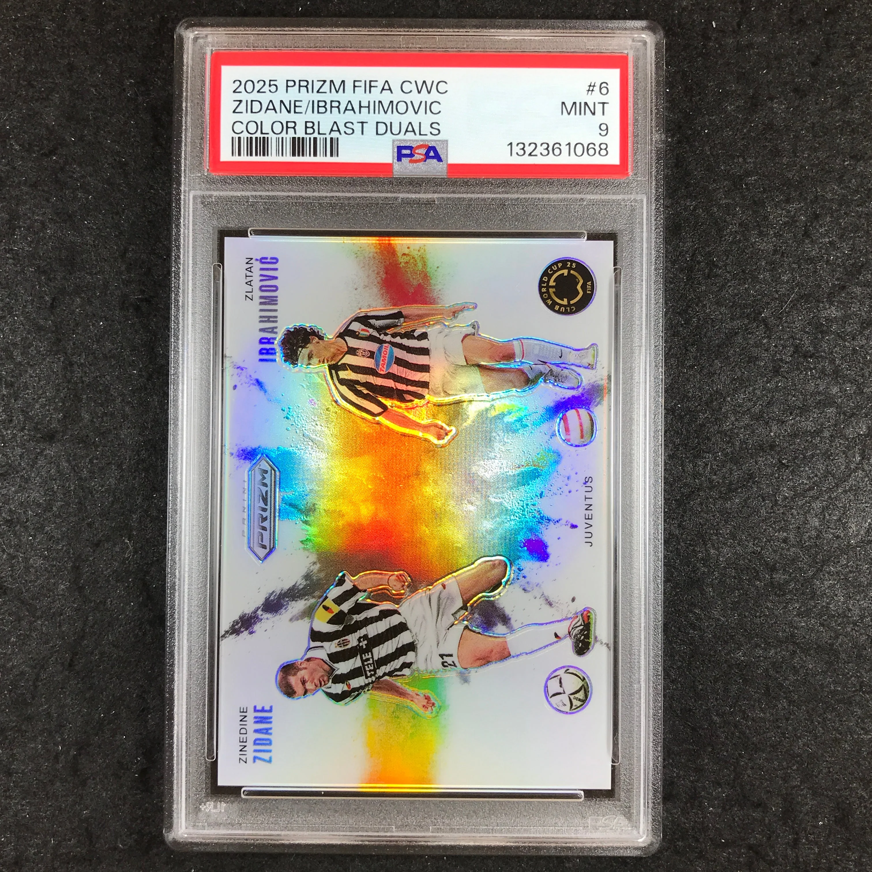 2025 Prizm FIFA Club World Cup ZIDANE IBRAHIMOVIC Color Blast Duals PSA 9 (068)
