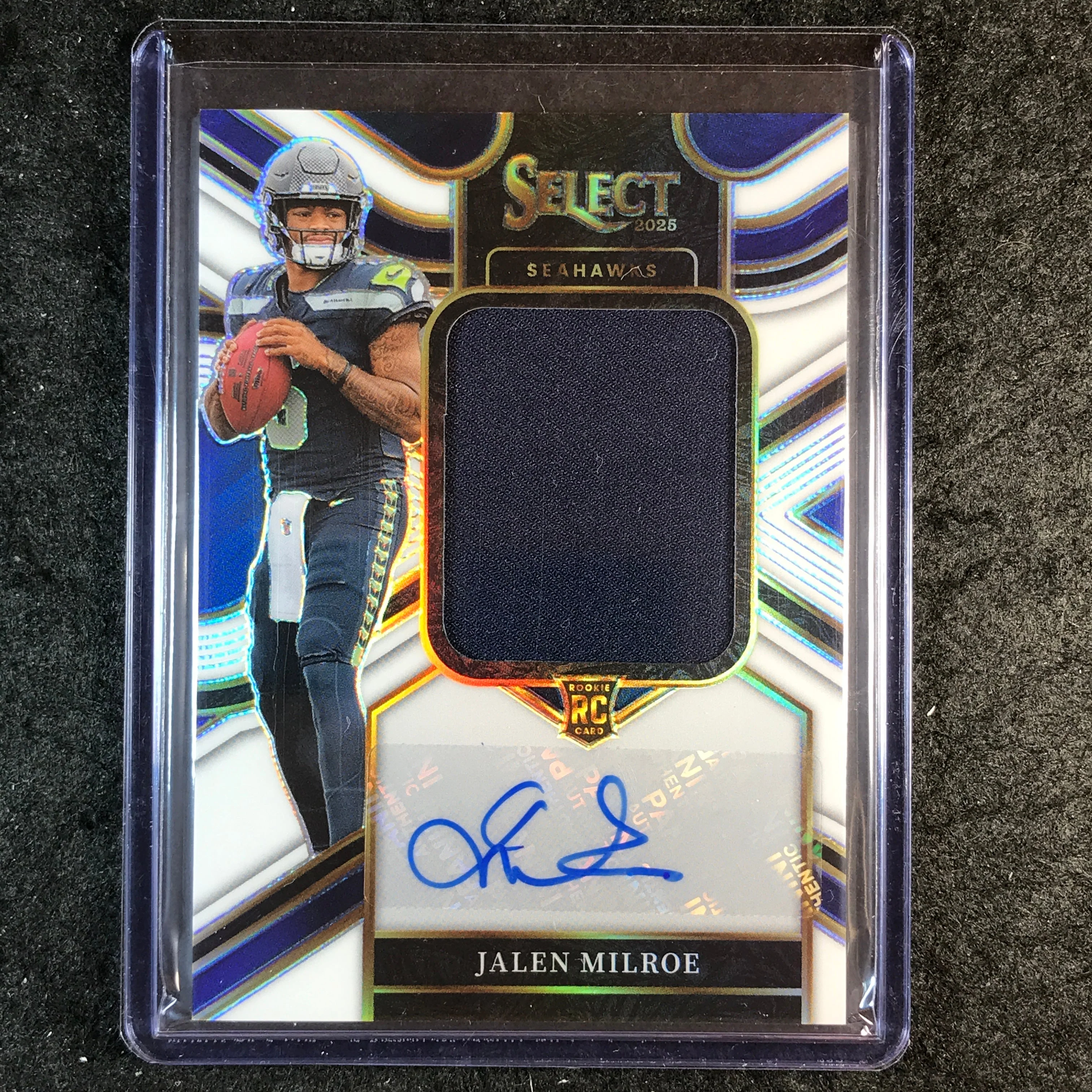 2025 Select Football JALEN MILROE Jumbo Rookie Signature Swatches White 27/75