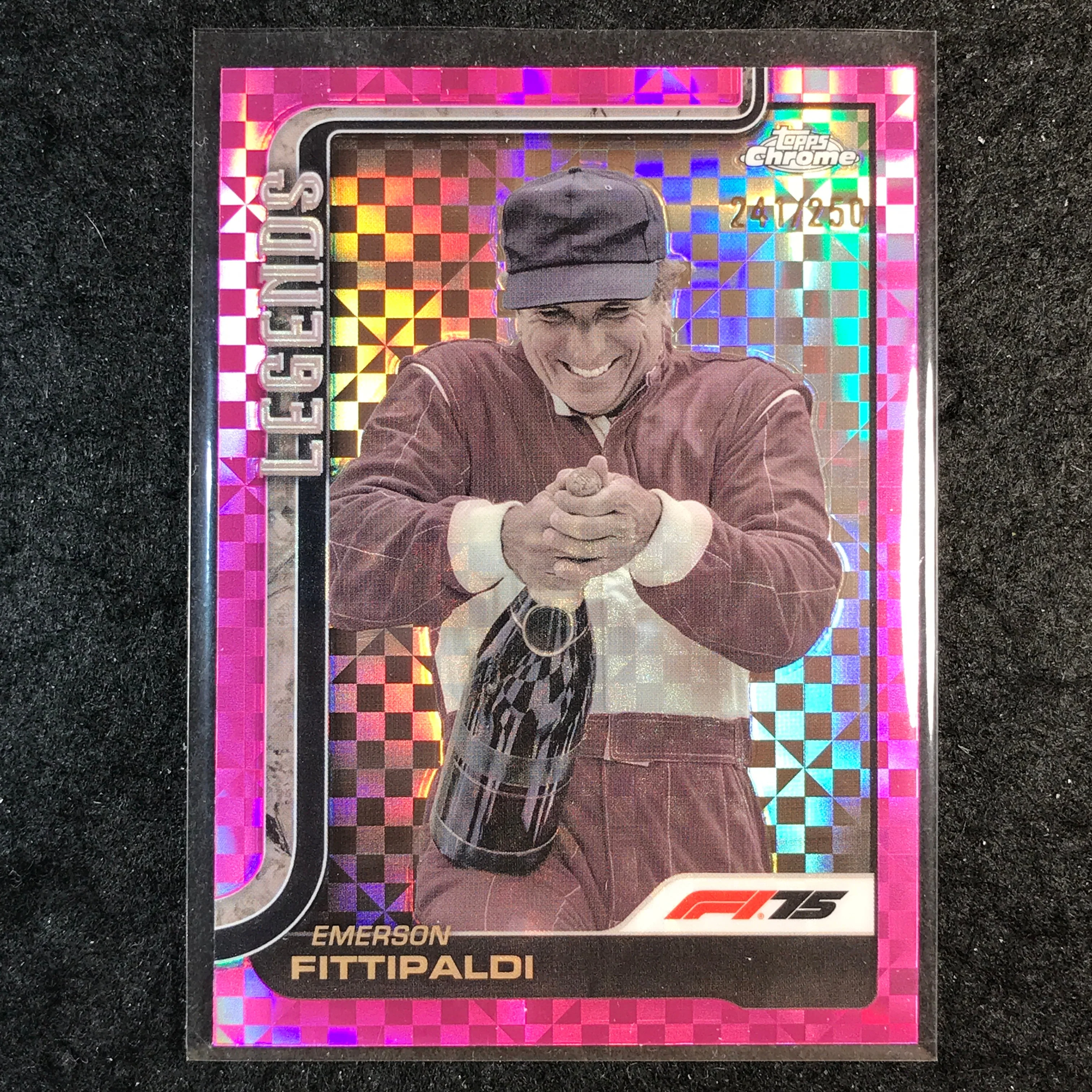 2025 Topps Chrome F1 EMERSON FITTIPALDI Legends Pink Checker Flag 241/250 #152