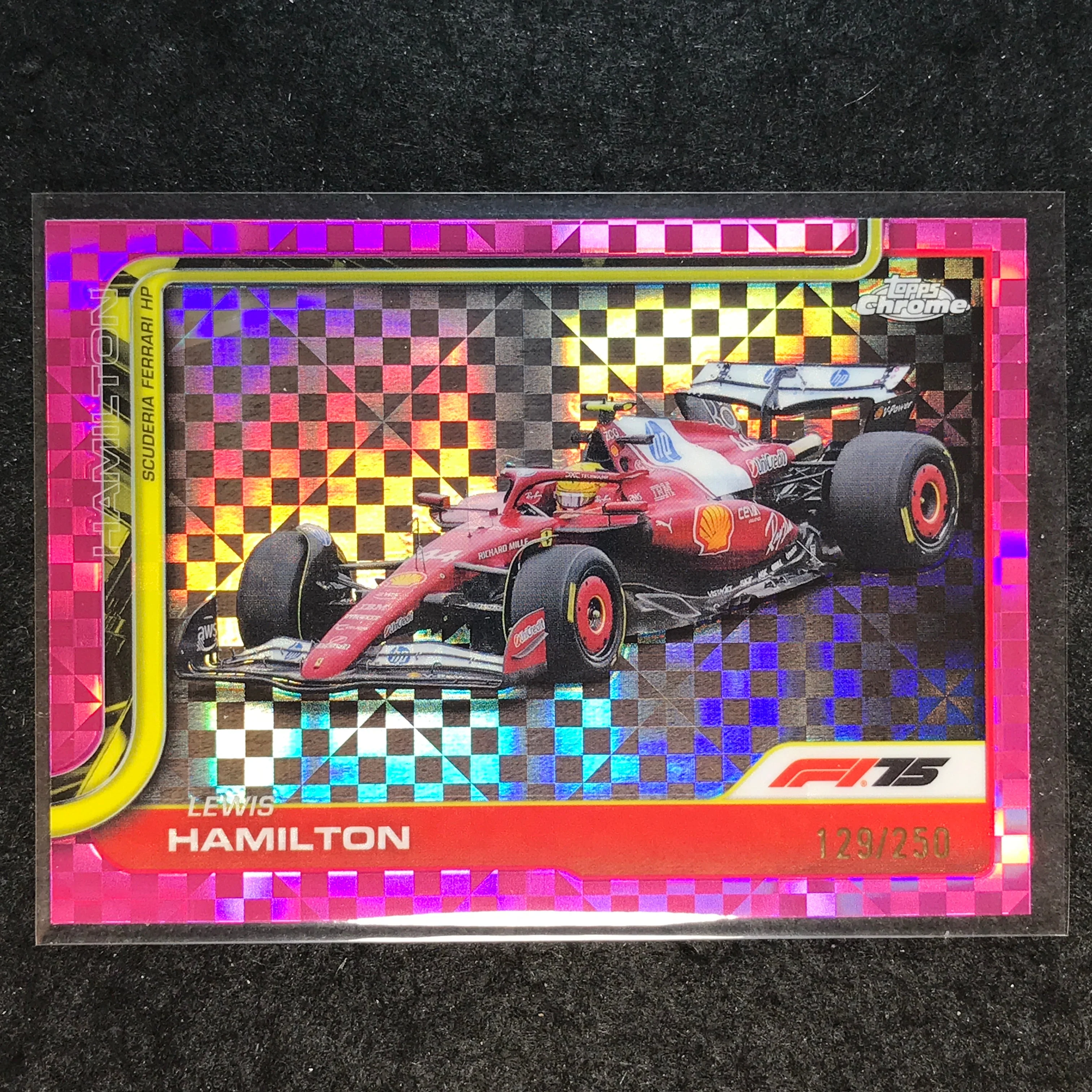 2025 Topps Chrome F1 LEWIS HAMILTON Pink Checker Flag 129/250 #76