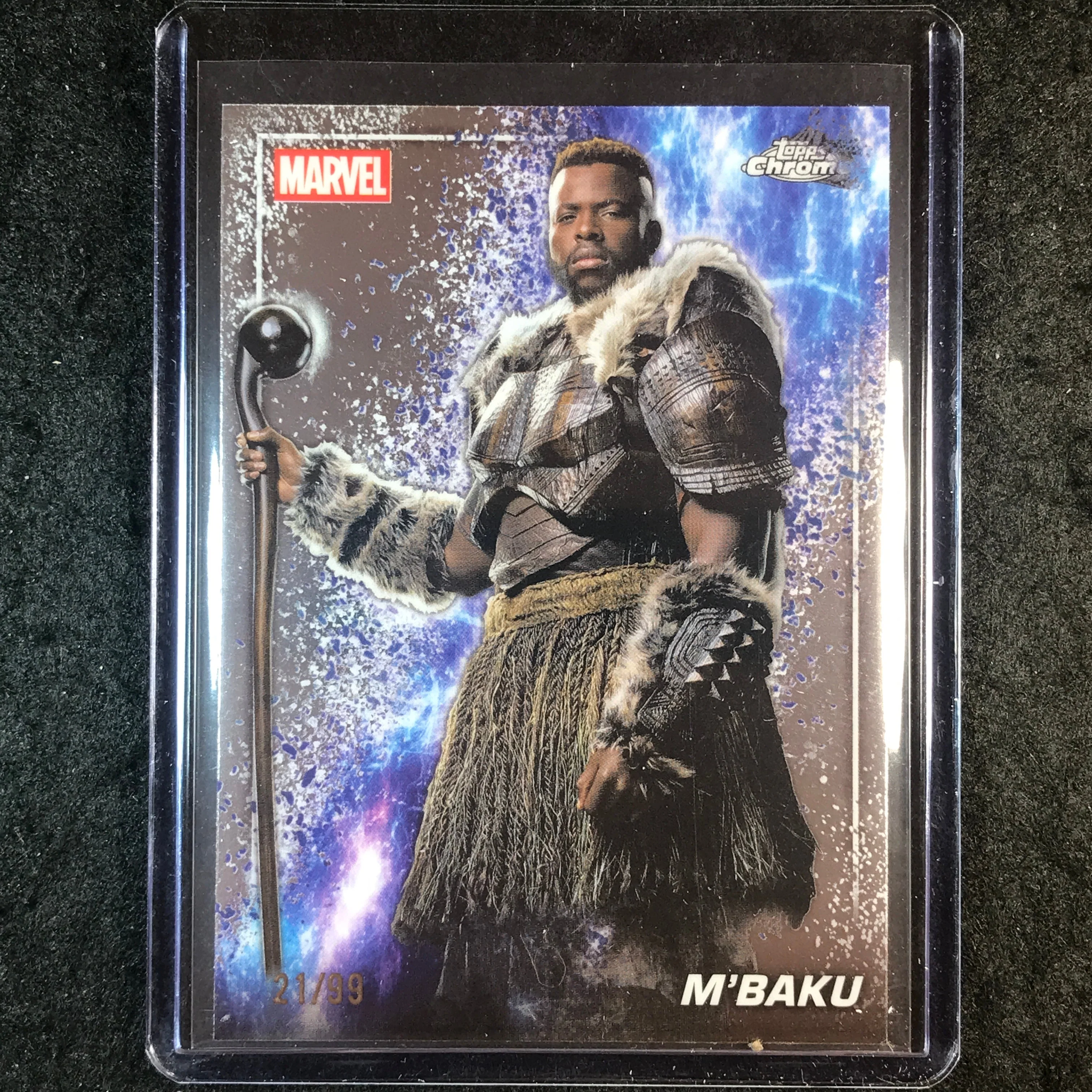 2025 Topps Chrome Marvel Studios M'BAKU The Snap Variation 21/99 #83
