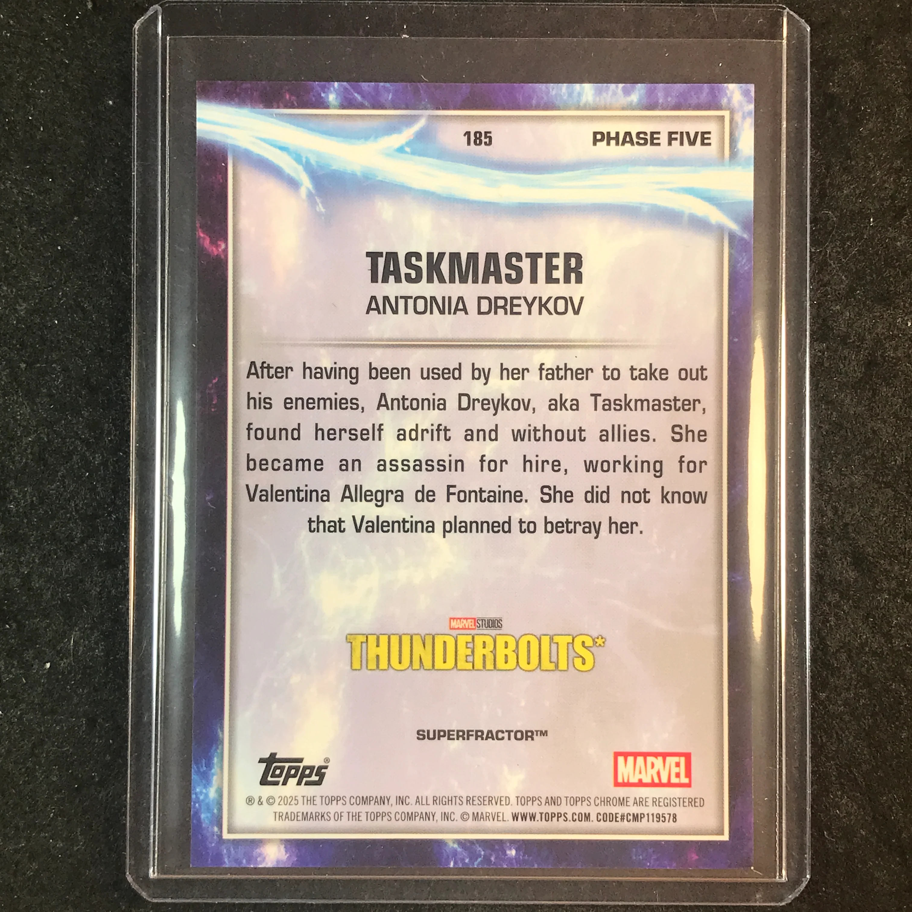 2025 Topps Chrome Marvel Studios TASKMASTER Base Gold Superfractor 1/1 #185 - Image 2