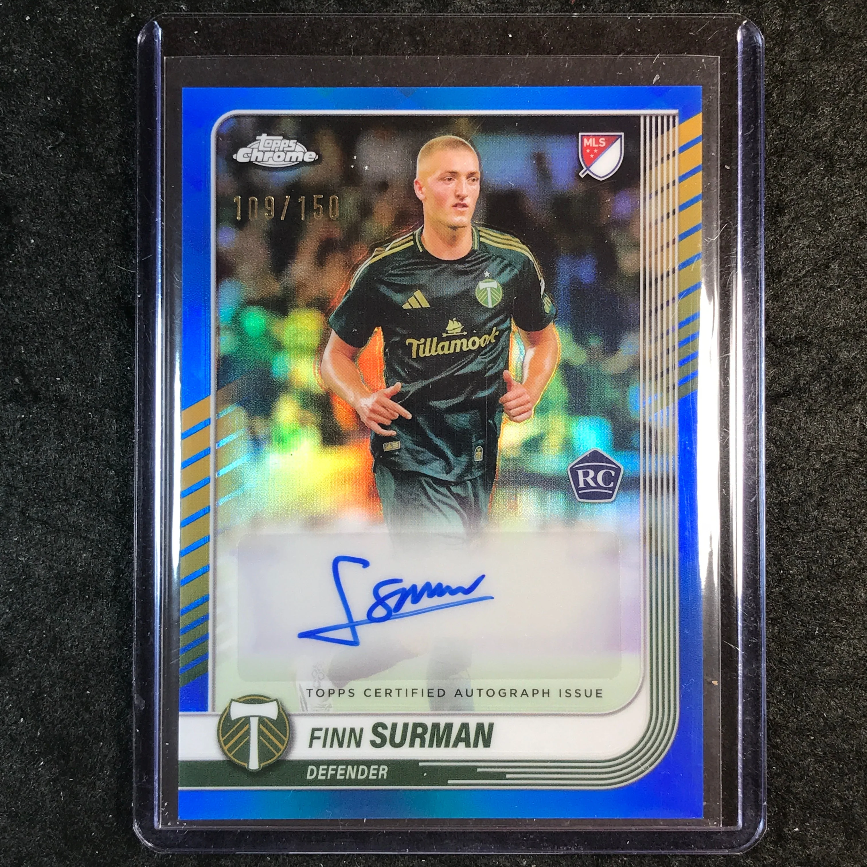 2025 Topps Chrome MLS FINN SURMAN Chrome Rookie Auto Blue 109/150
