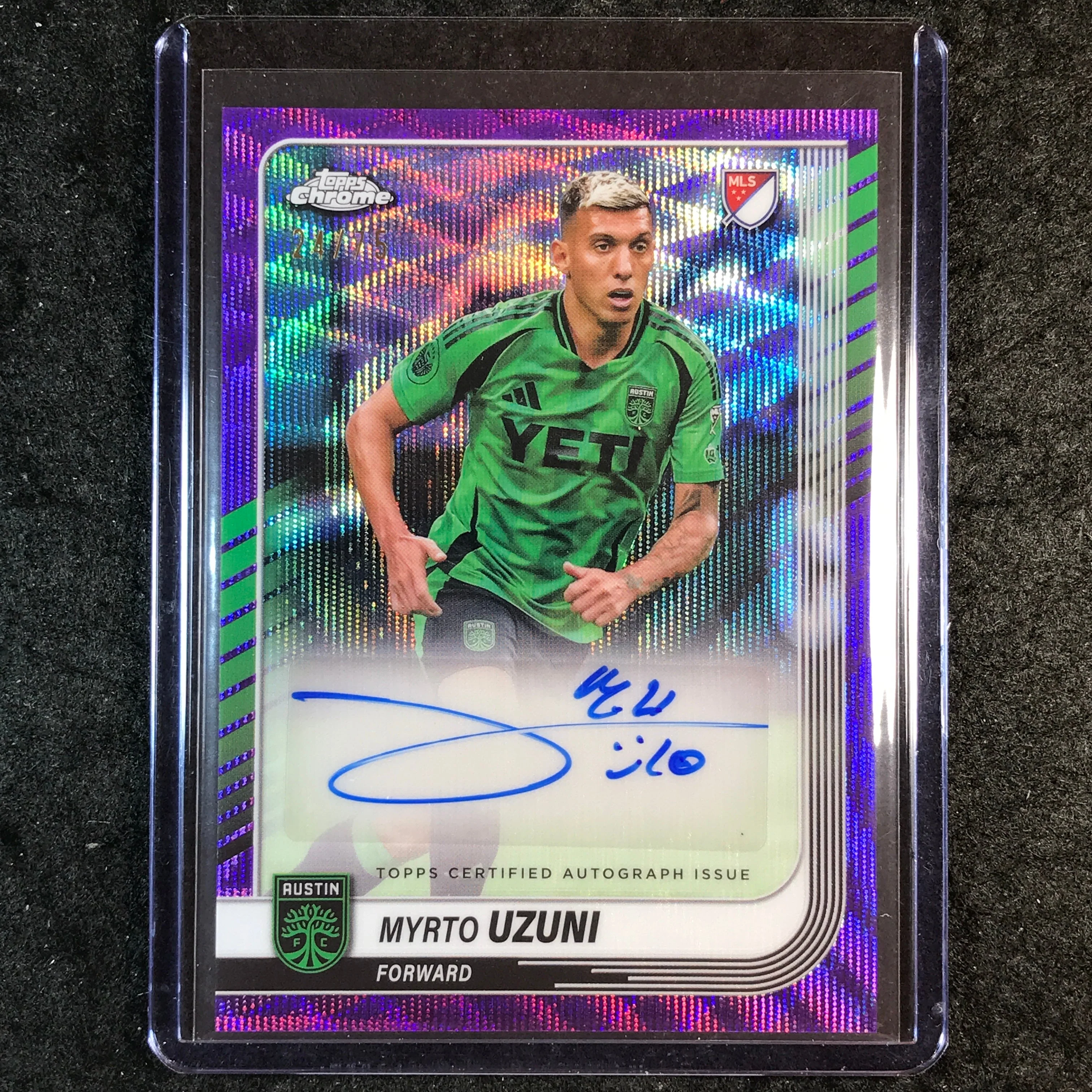 2025 Topps Chrome MLS MYRTO UZUNI Chrome Auto Purple Wave 24/75