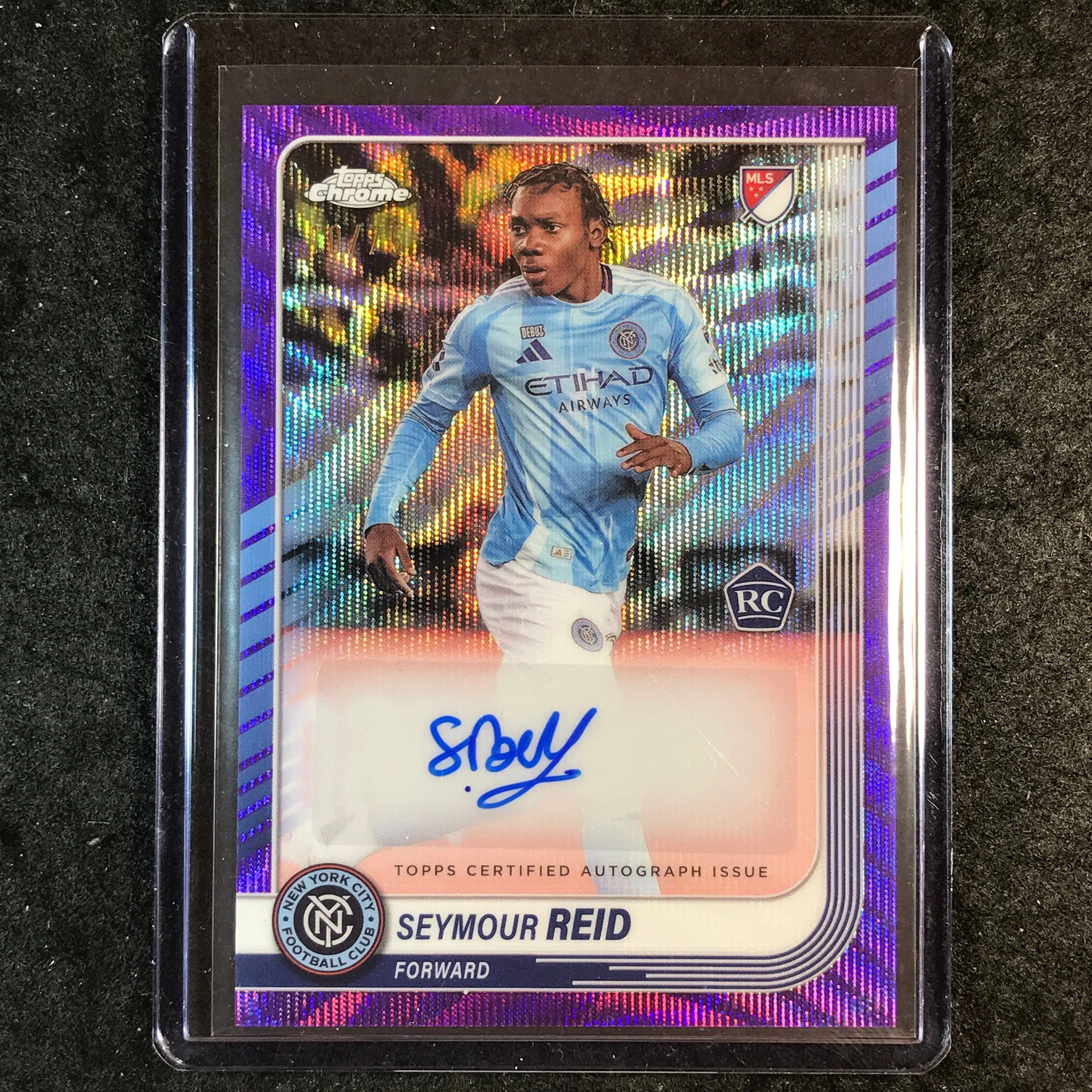 2025 Topps Chrome MLS SEYMOUR REID Chrome Rookie Auto Purple Wave 10/75