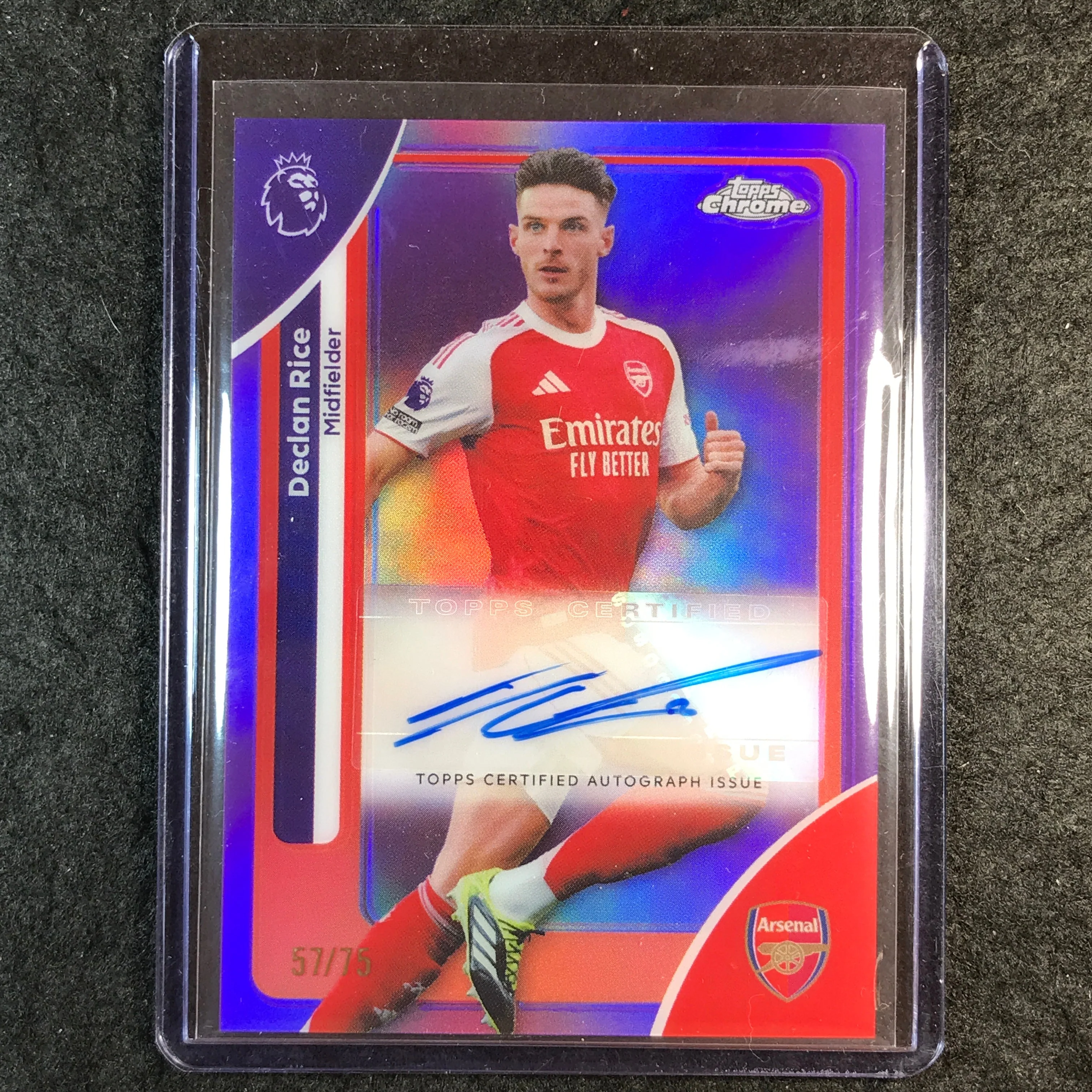 2026 Topps Chrome Premier League EPL DECLAN RICE Chrome Auto Purple 57/75