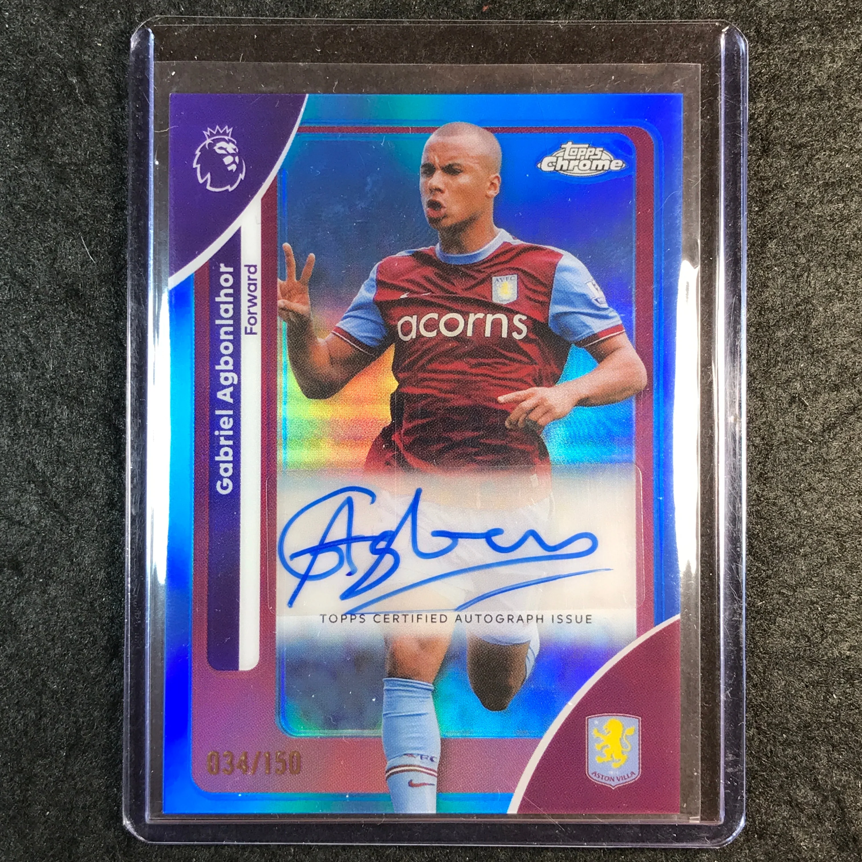 2026 Topps Chrome Premier League EPL GABRIEL AGBONLAHOR Chrome Auto Blue 34/150