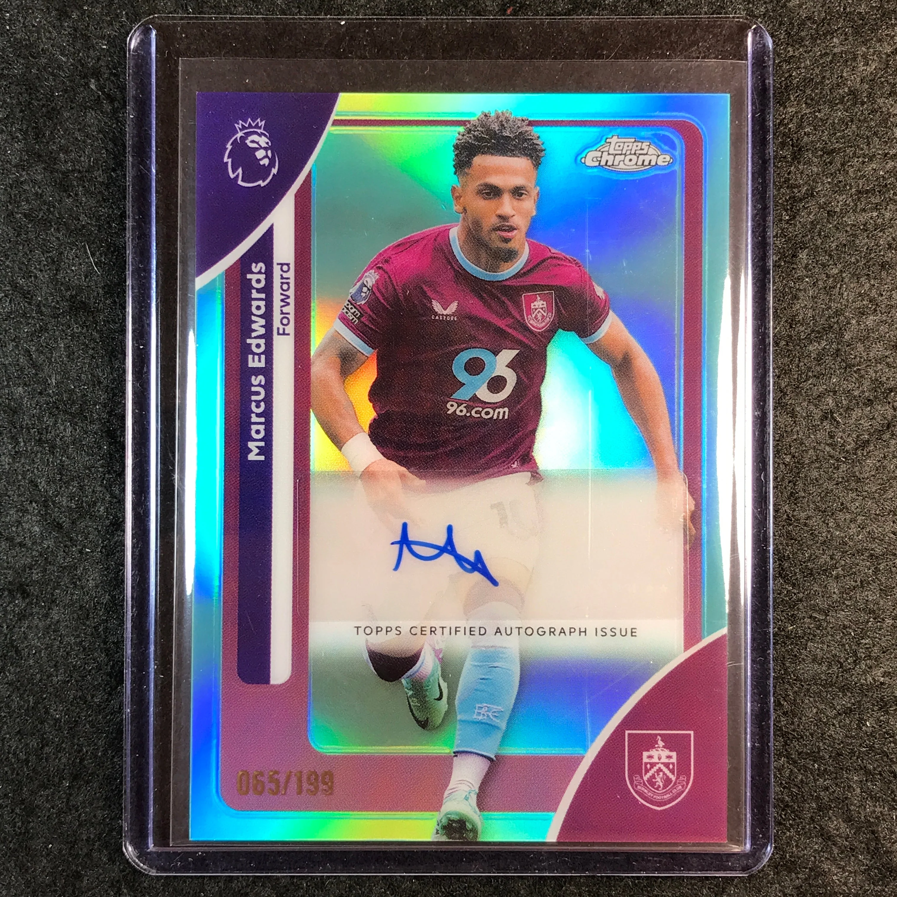 2026 Topps Chrome Premier League EPL MARCUS EDWARDS Chrome Auto Aqua 65/199