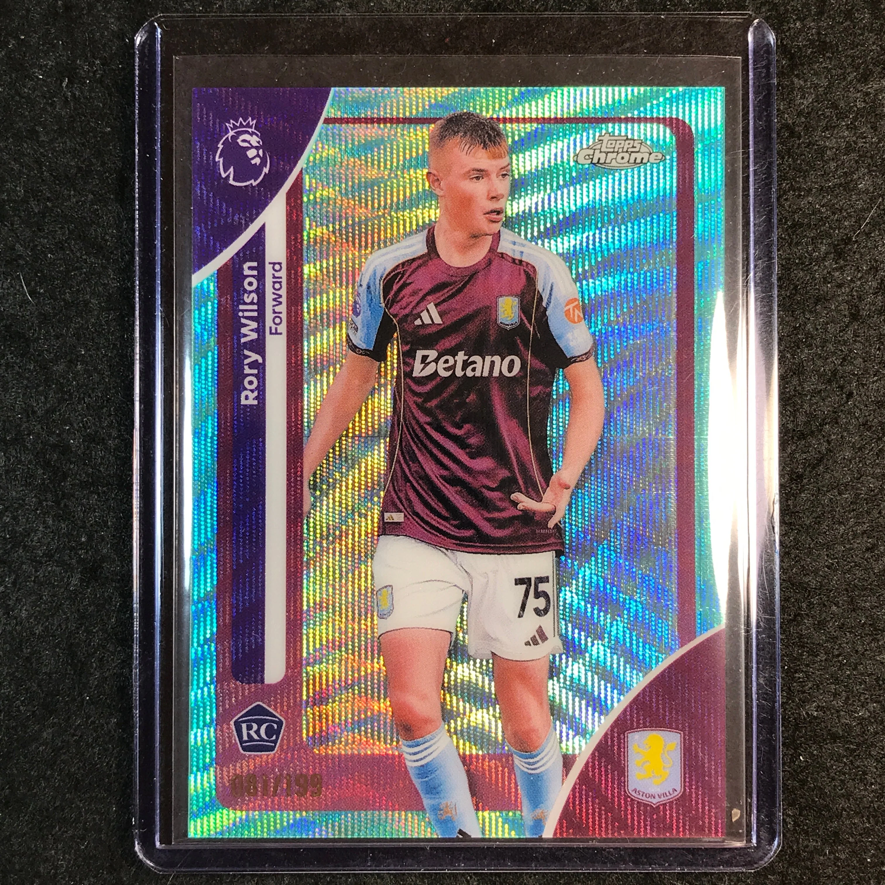 2026 Topps Chrome Premier League EPL RORY WILSON Rookie Aqua Wave 81/199 #27