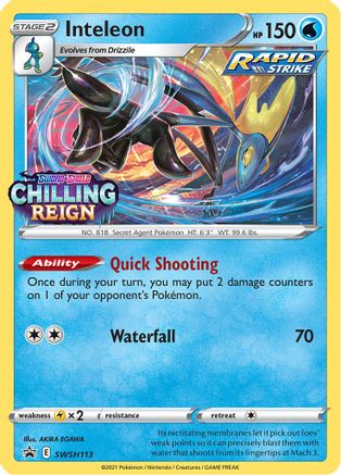 Inteleon - SWSH113 - Pokemon SWSH Sword & Shield Promo