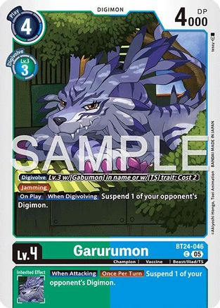 PLAYSET (4) 4x Garurumon (BT24-046) Common - Digimon Time Stranger