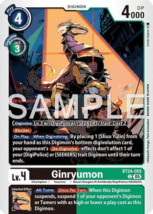 PLAYSET (4) 4x Ginryumon (BT24-055) Common - Digimon Time Stranger