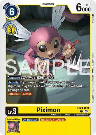 PLAYSET (4) 4x Piximon (BT24-039) Common - Digimon Time Stranger