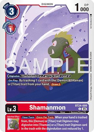 PLAYSET (4) 4x Shamanmon (BT24-009) Common - Digimon Time Stranger