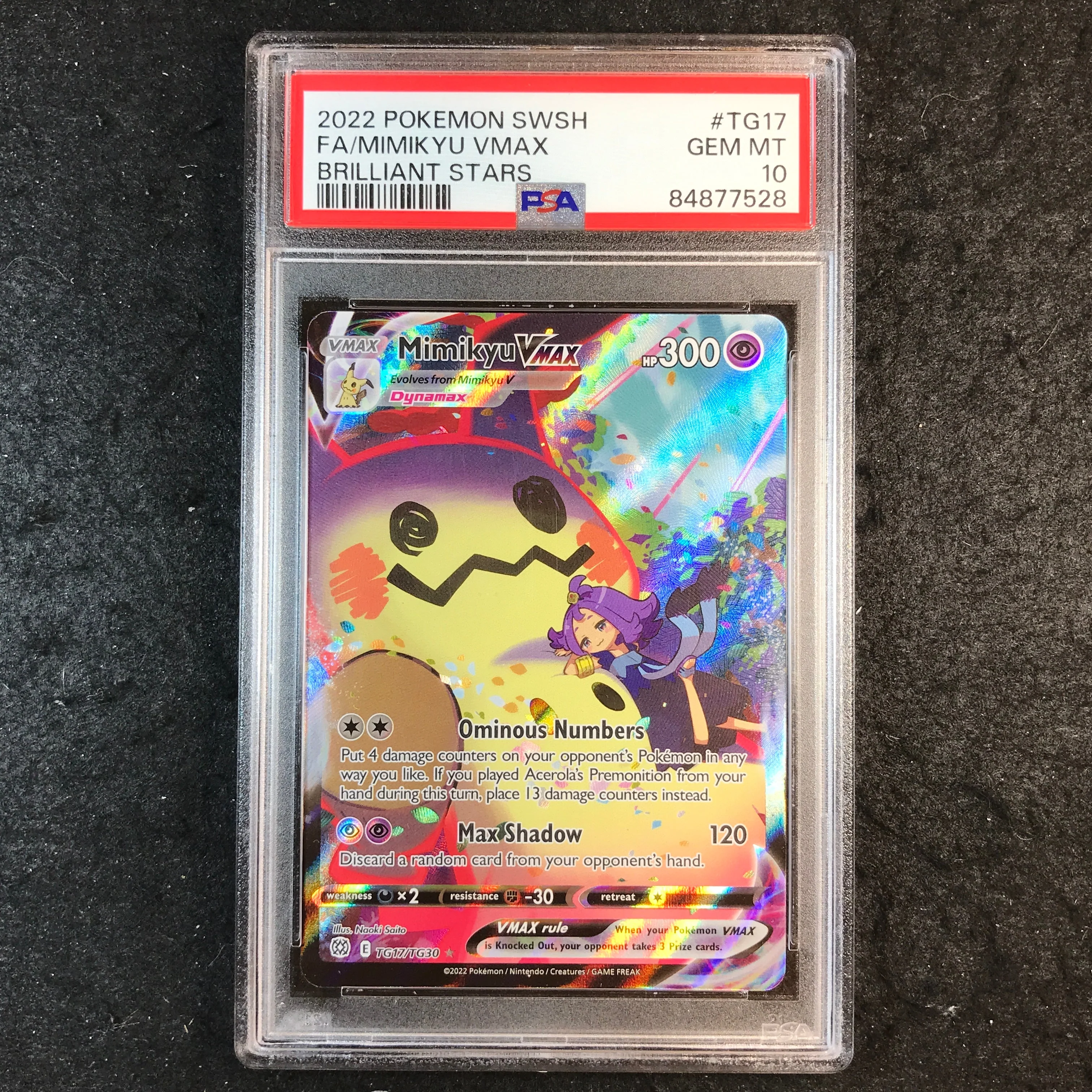PSA 10 Mimikyu VMAX - TG17/TG30 - Full Art Trainer Gallery Brilliant Stars 528