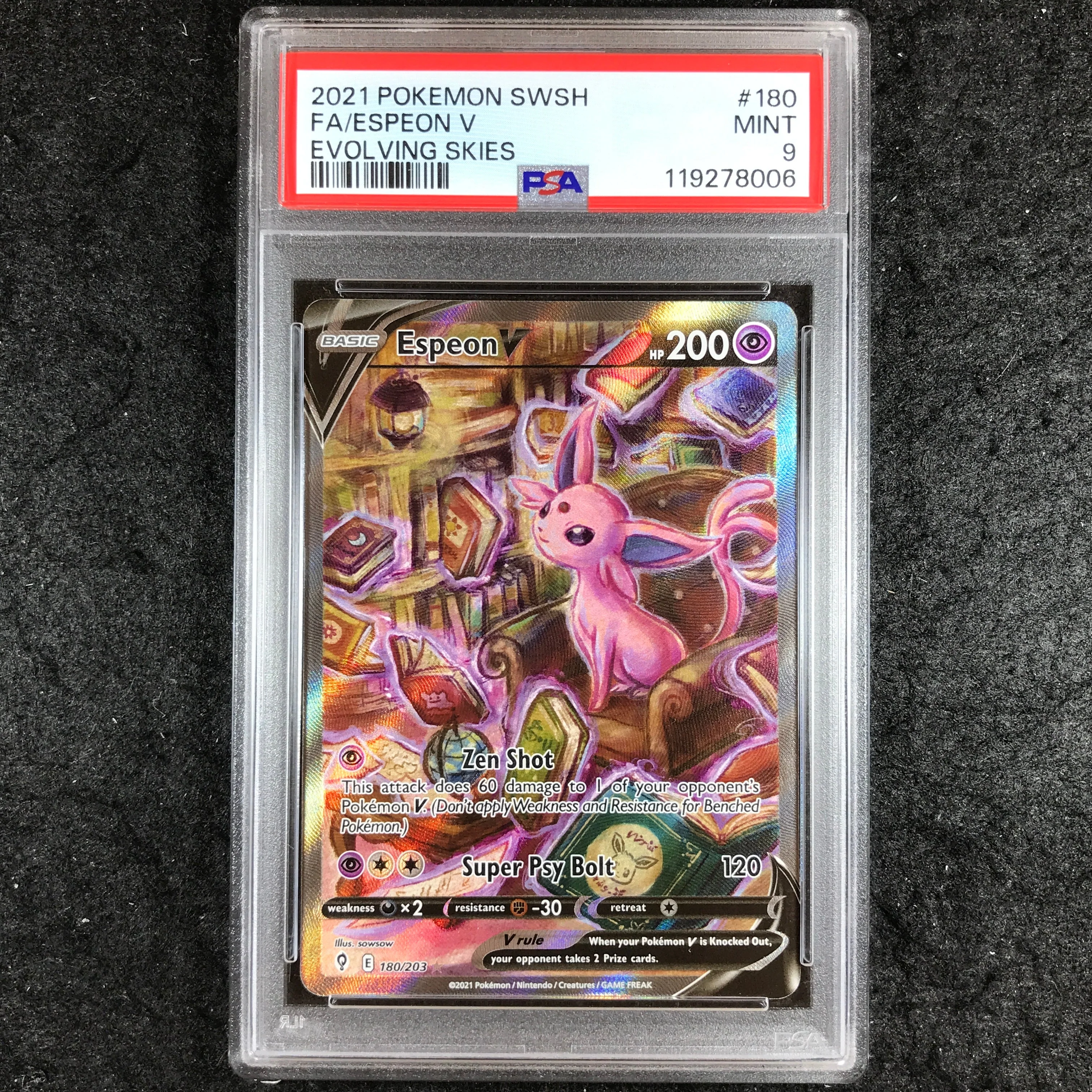 PSA 9 Espeon V - 180/203 - Full Art Evolving Skies 006
