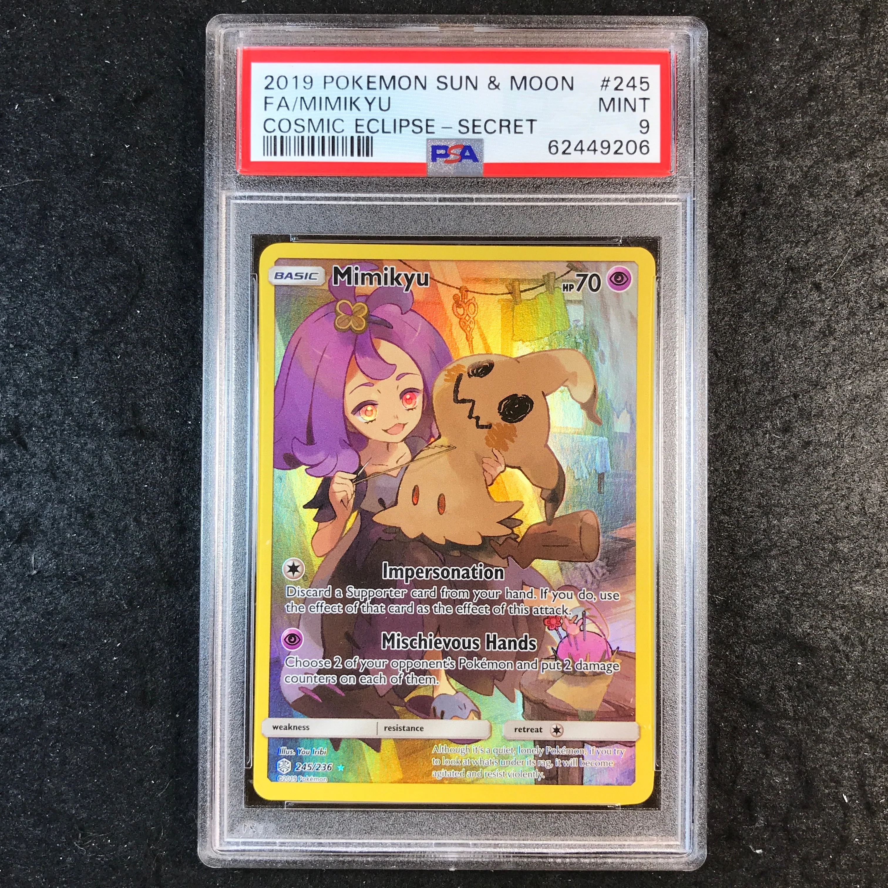 PSA 9 Mimkyu - 245/236 - Character Secret Rare Cosmic Eclipse 206